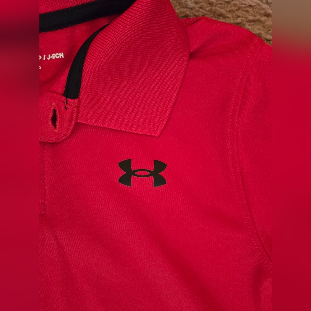 Under Armour Kids Red And Grey  Polo Shirt Size 7 And Xs - Picture 4 of 8
